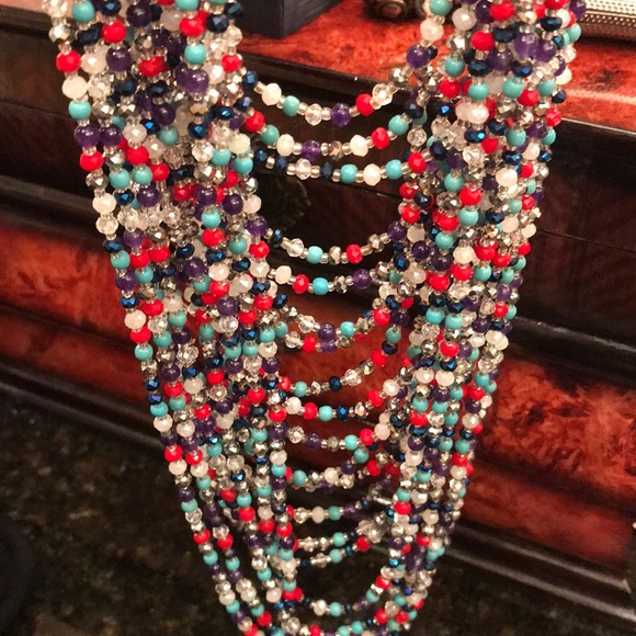 NIEMAN MARCUS COLORFUL MULTI STRAND BEAD NECKLACE - Picture 2 of 8